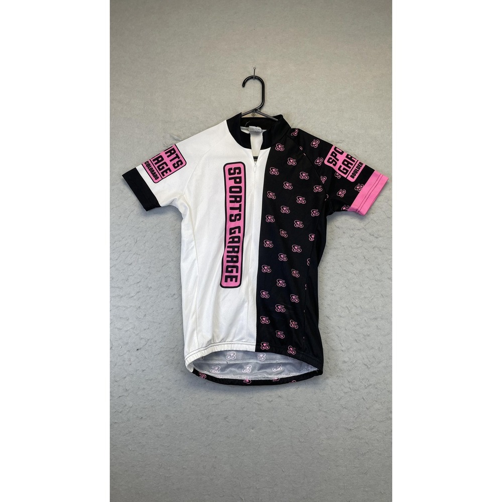 Sports Garage Shirt Mens Small Black White Pink Cycling Jersey Curve Boulder‎ CO